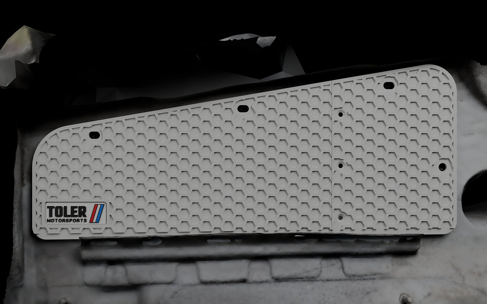 Block off plate with no holes in the E36 cowl slot, front view